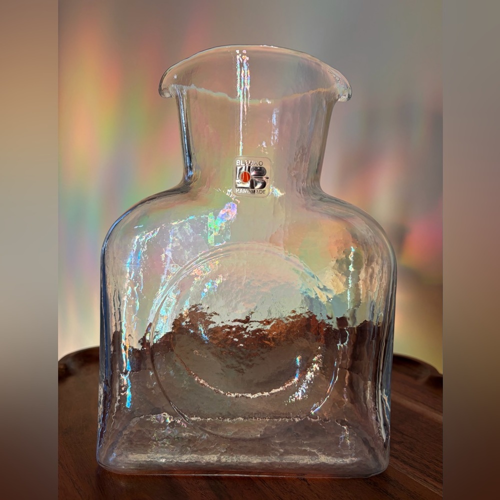 Vintage Blenko Art Glass Water Bottle 384 clear 80s - Picture 12 of 12